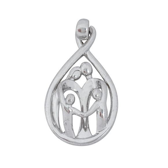JWBR Sterling Silver 925 Family Pendant | Parents & Children Heart Design - Picture 2 of 7
